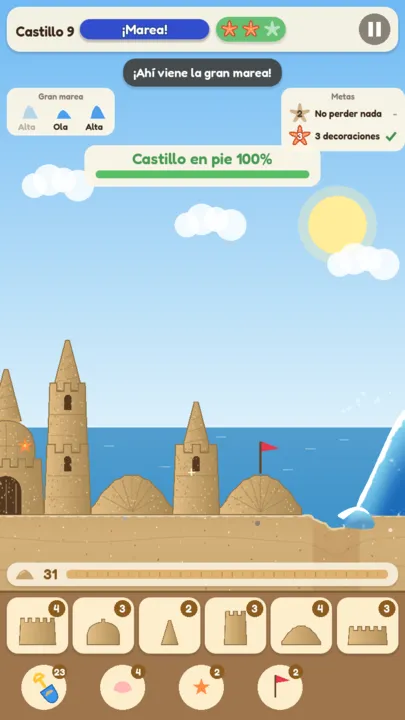 La gran marea golpeando el castillo