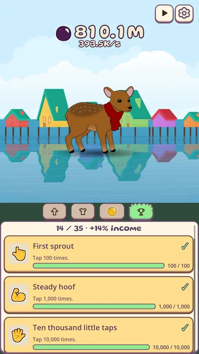 A baby pudú by the stilt houses of Chiloé, over the achievements