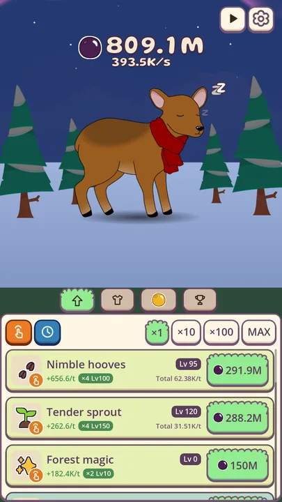The pudú asleep in its scarf on a snowy night