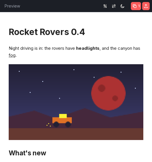 The preview showing itch’s light page